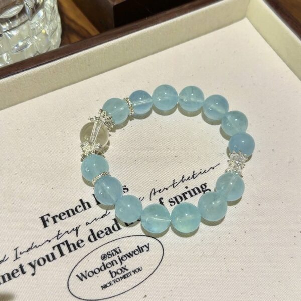 Aquamarine & Clear Quartz Bracelet